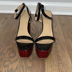 Elegant Black and Red Platform Sandals
